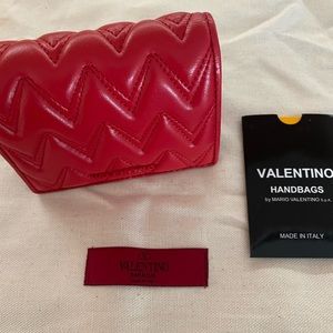 Valentino Vibrant Red Chevron Wallet